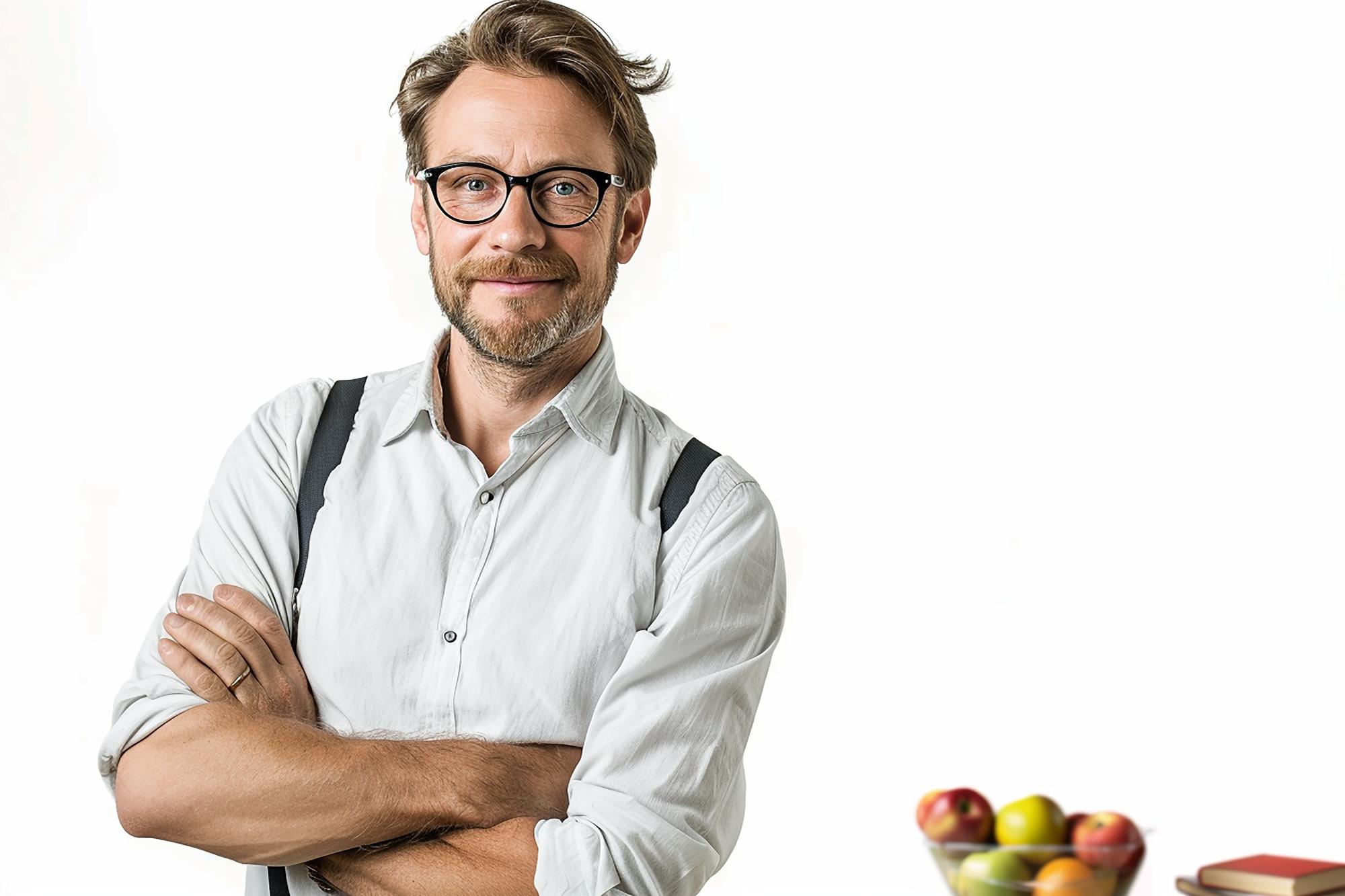 Instructor smiling in kitchen studio